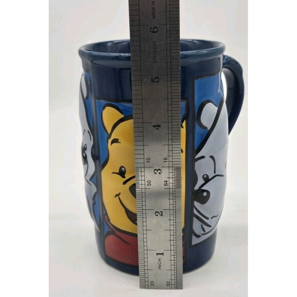 Disney Store 3-D Winnie The Pooh Large Ceramic Coffee Tea Mug Blue Red Yellow - Picture 8 of 10
